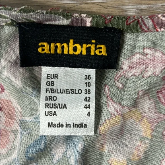 Ambria Dress Sz 4 Floral Tunic Ruffle Sleeve Cottagecore Boho Peasant Prairie - Picture 2 of 7
